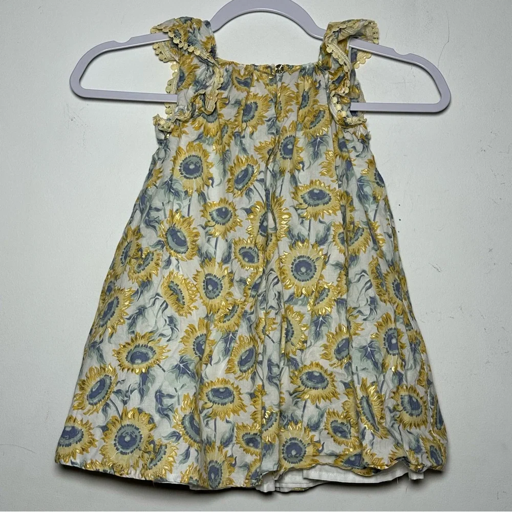 Tommy Bahama‎ Girls 3T Sunflower Dress Yellow Blue White Ruffle Summer floral